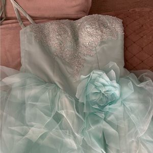 Babyonline blue strapless quince wedding gown formal dress large sequin chiffon